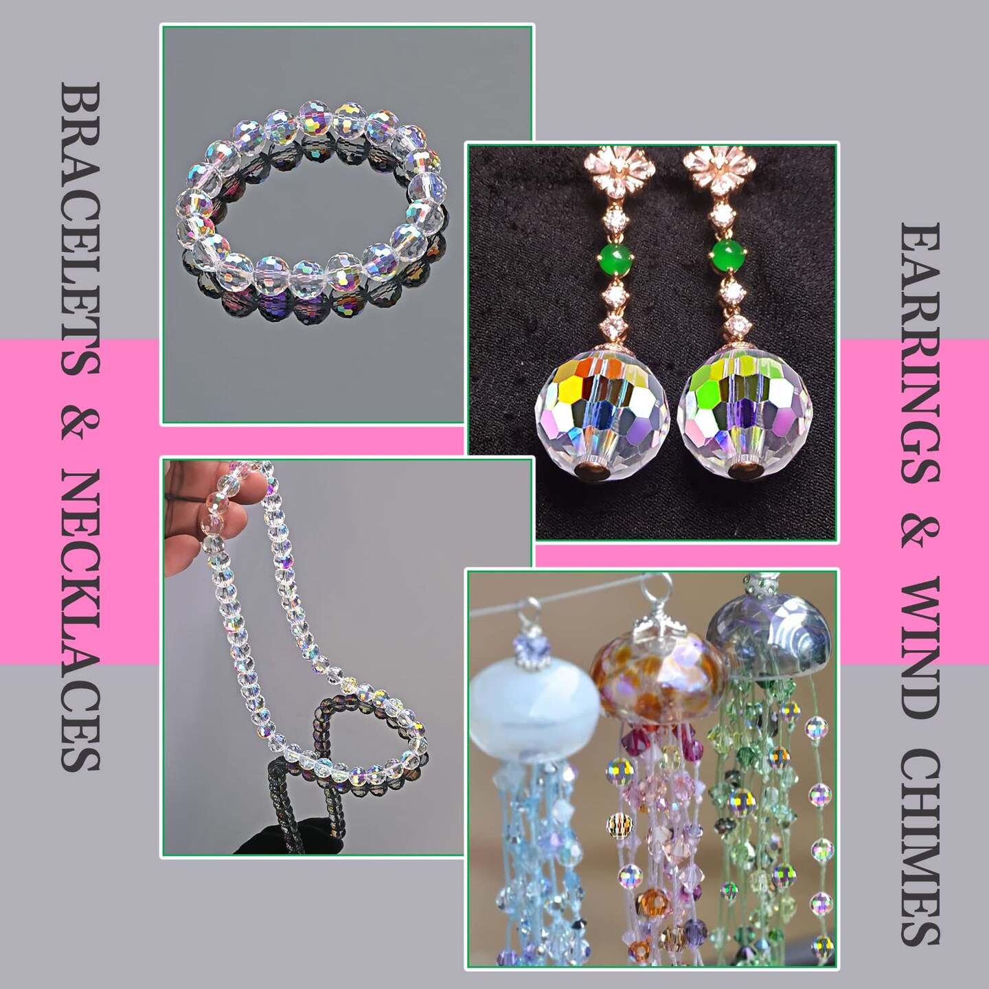 80 Pieces Crystal Beads, 10mm Glass Beads, Round Faceted Beads Bulk for Craft Necklace Bracelet Earring (AB Color)