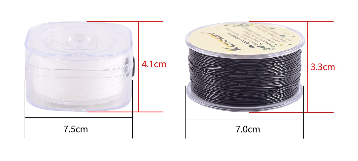 2 Rolls 0.8mm Round Stretchy Bracelet Strings with Organizing Case, 130 Yards Black and White Crystal Elastic Thread Cord for Jewelry Bracelets Making and Beading