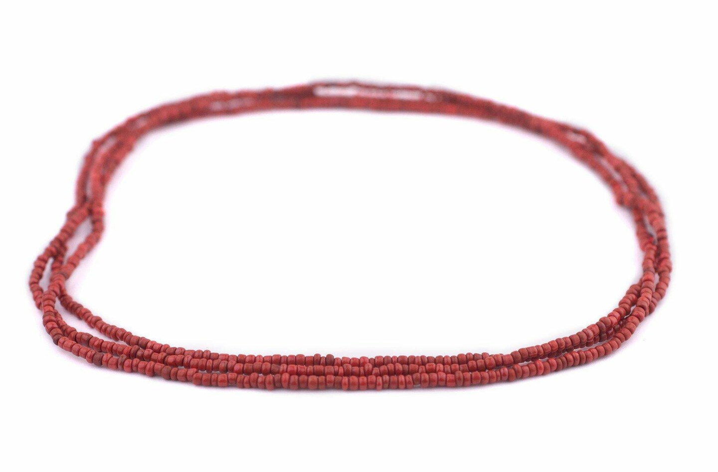 The Bead Chest Coral Red Java Glass Seed Beads (2.5mm, 48" Strand)
