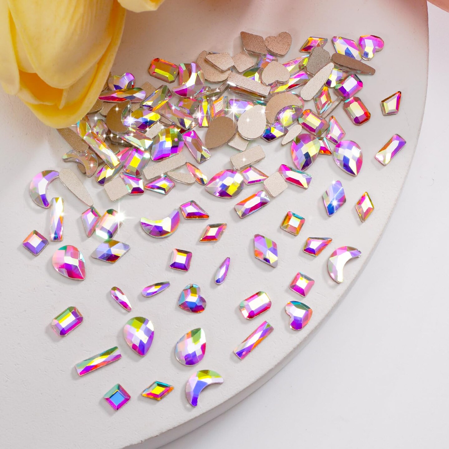 1820 Pieces Rhinestones Nail Gems, 12 Styles 3D Glass Crystals Charms Shiny Multi Shape Flatback Nail Rhinestones for Nail Art with Picker and Tweezers for DIY Nail Art