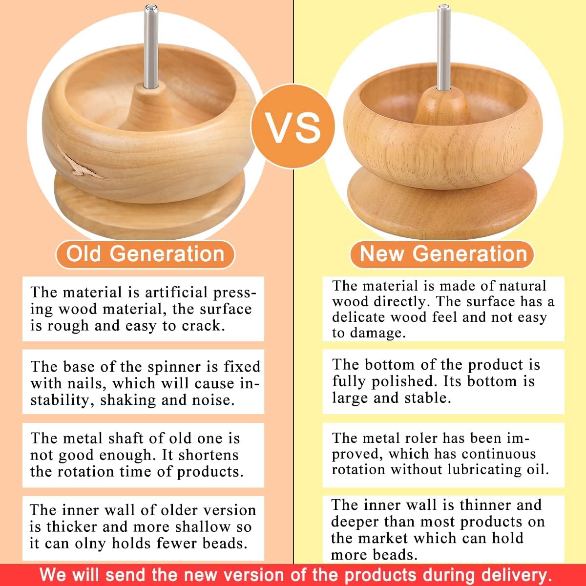 8000 Pieces The Upgrade Version Wooden Bead Spinner with 2 Pcs Big Needles and 1 Surprise Gift Pack for Jewelry Making Tools,Quickly Stringing Beads Tool