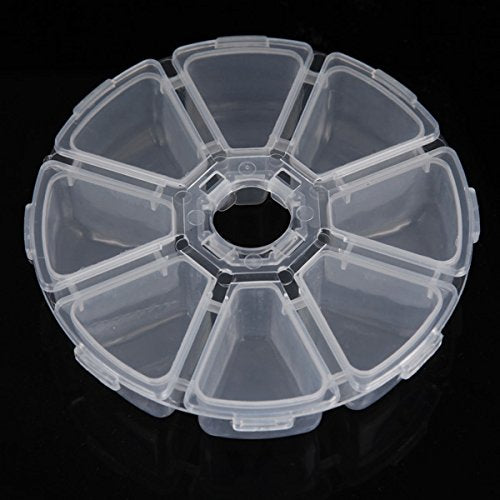 5 Pieces 8 Compartments Plastic Clear Round Craft Gem Beads Display Storage Case Box Organizer Container Divider Jewelry Box Sewing Box