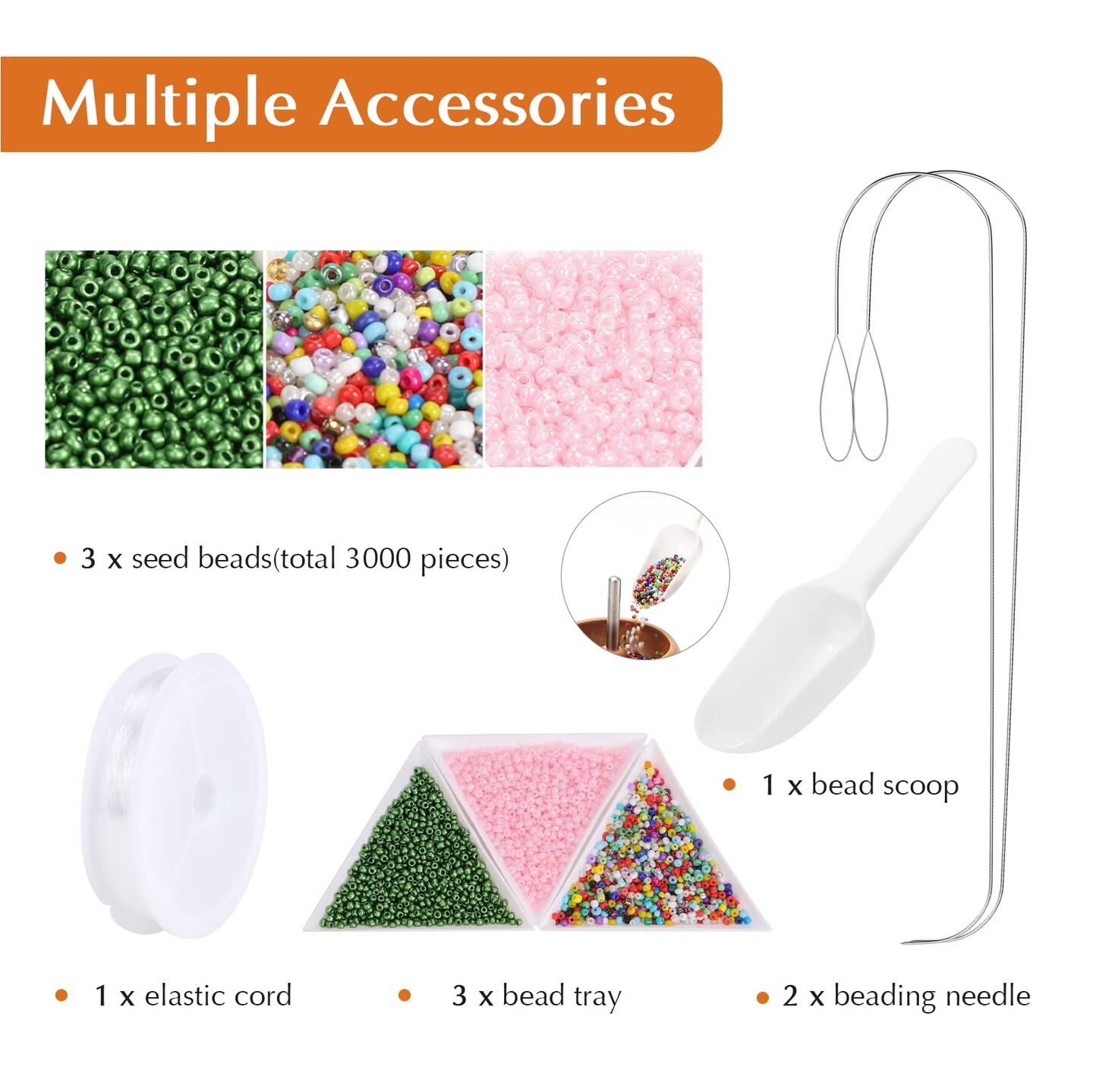 3000 Pieces Bead spinner for Jewelry Making, bead spinner Kit , Beading Needles, Beading Tools, Bowl for Waist Chains, Bracelets, Necklaces