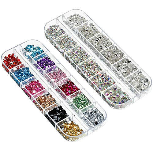 4488 Pieces Nail Art Rhinestones Crystal Flatback Rhinestones with Rhinestone Picker Pick Up Tweezers for Nails Art Clothes Shoes Bags Decoration (Colorful, AB Color and Clear)