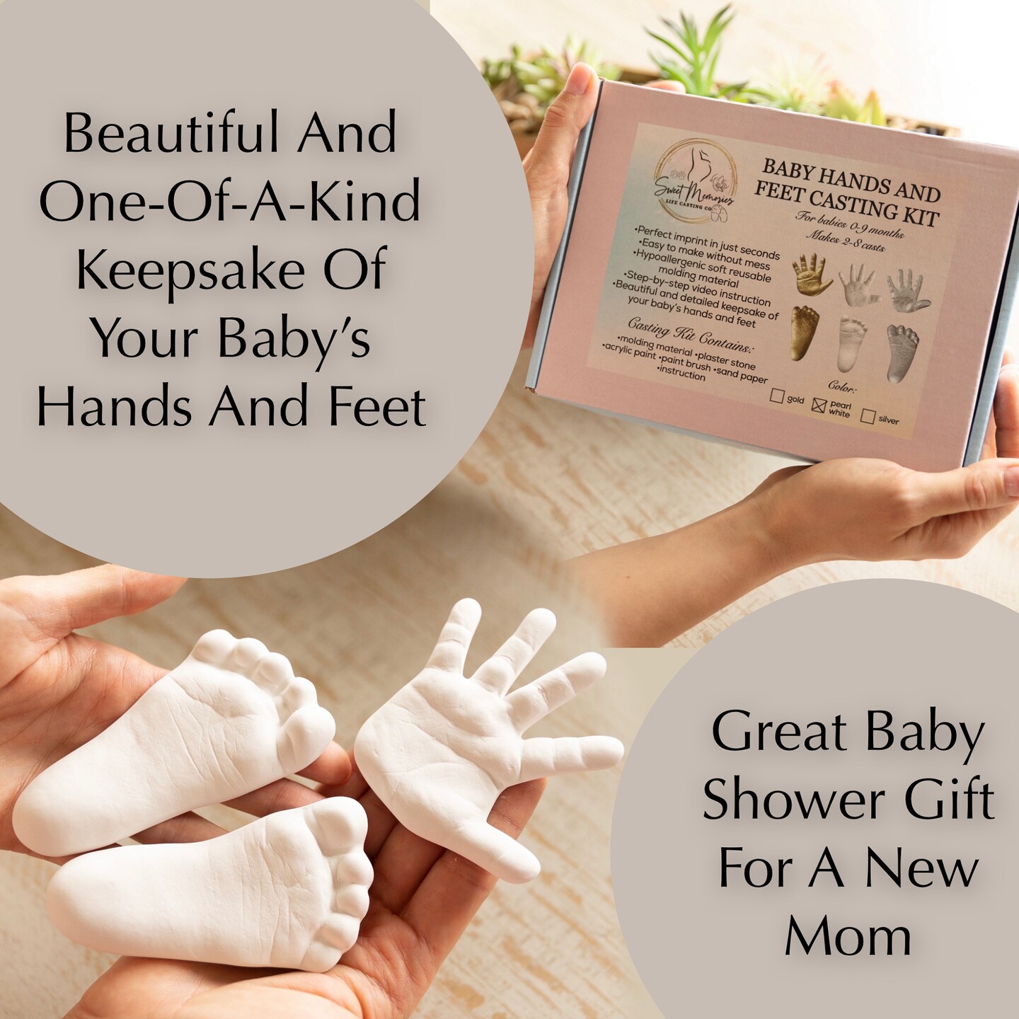 Sweet Memories baby hands and feet casting kit for babies 0-9 months old,  makes 2-8 casts