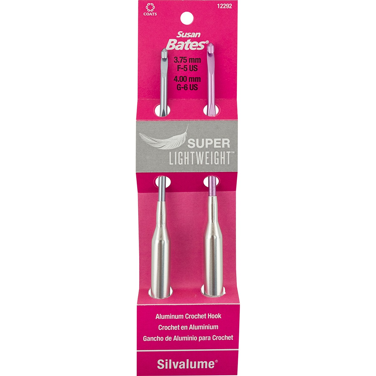 Susan Bates Silvalume Lightweight Aluminum Crochet Hook Set-Sizes F5 &#x26; G6