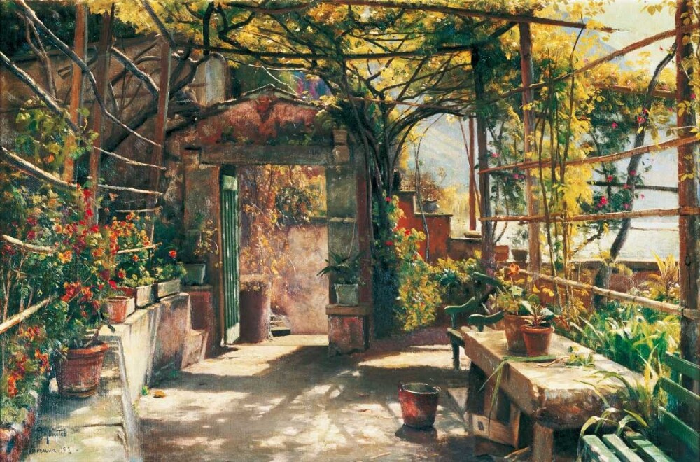 In the Pergola Poster Print by Peder Monsted # PM3097