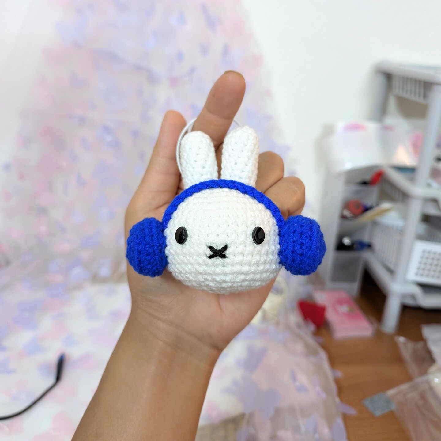 アクセサリー miemie Miffyy Customizable EarMuffs Crocheted Plush Keychain, Cute Little
