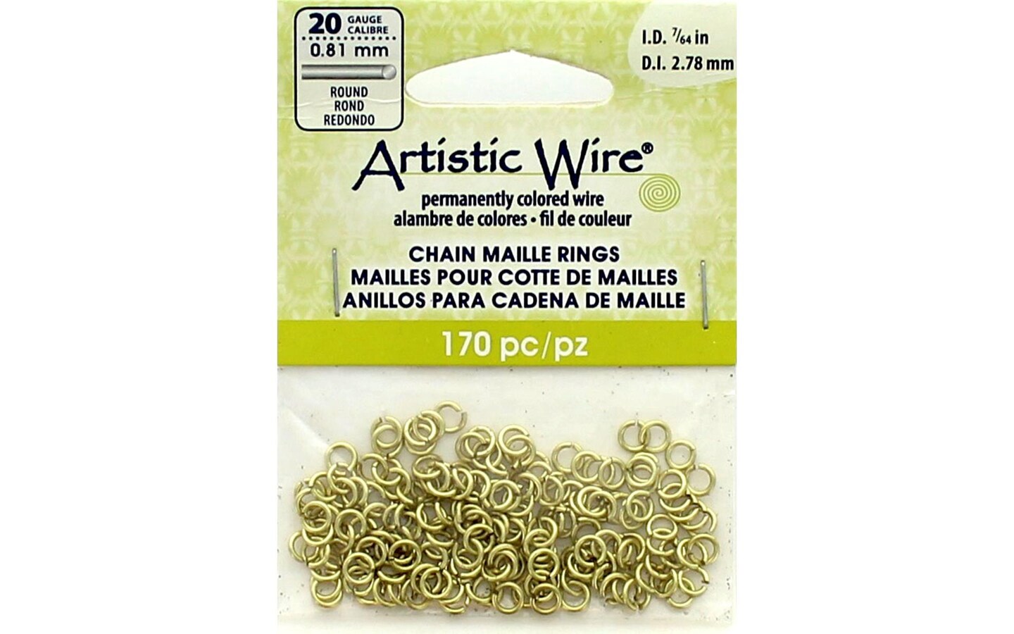 Art Wire Chain Maille Jump Rng 20ga 7/64&#x22; Brs170pc
