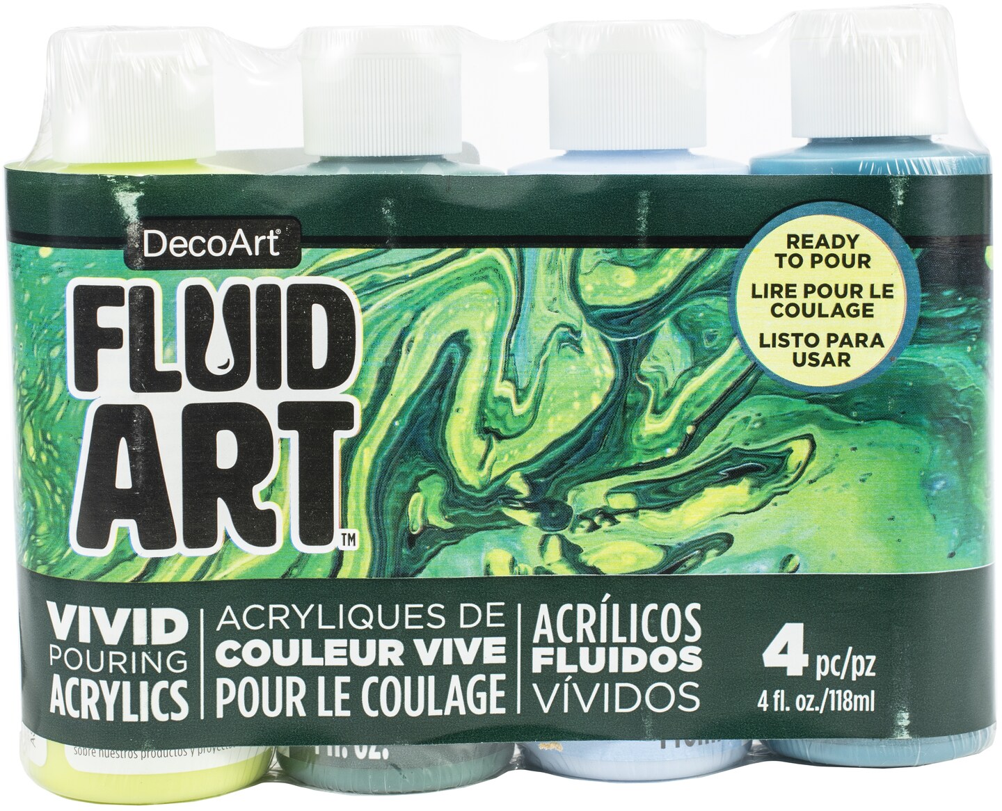 DecoArt FluidArt Paint Pouring Value Pack 4/Pkg-Jungle