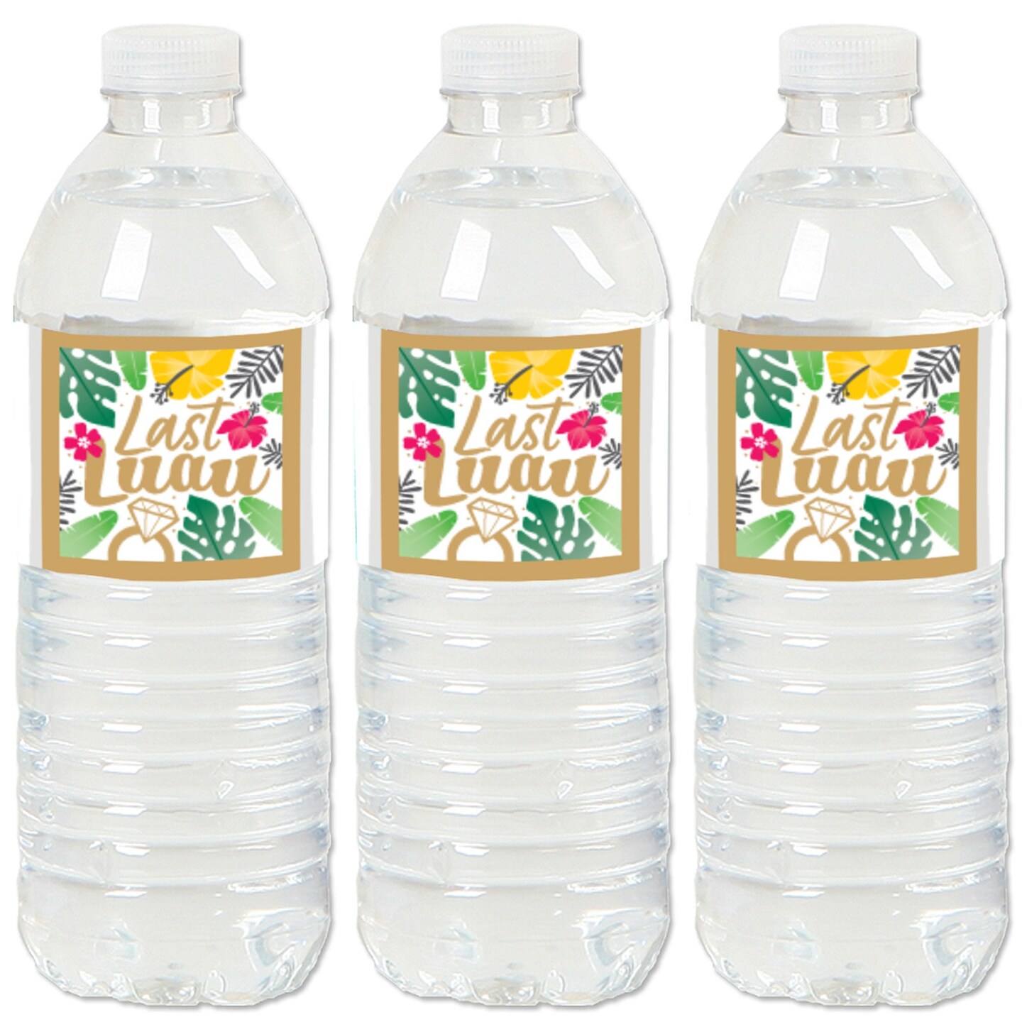 Big Dot of Happiness Last Luau - Tropical Bachelorette Party and Bridal Shower Water Bottle Sticker Labels - Set of 20