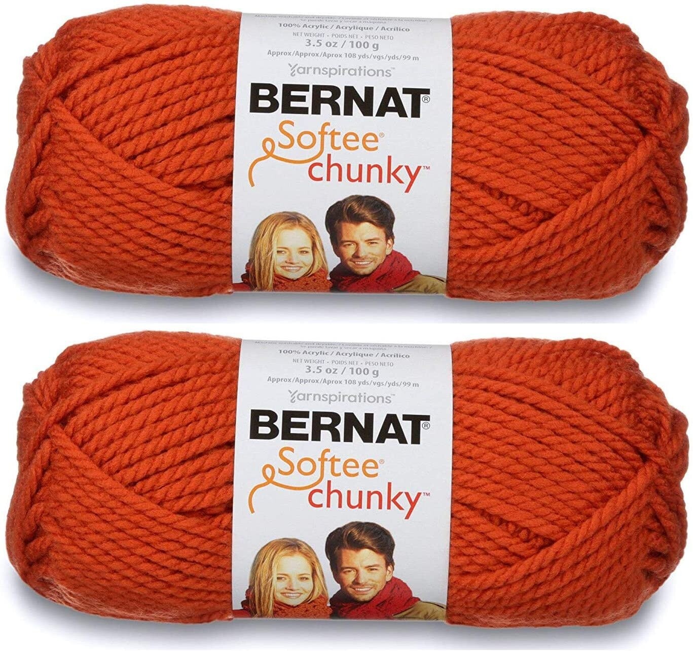 (Pack of 2) Bernat Softee Chunky Yarn-Pumpkin