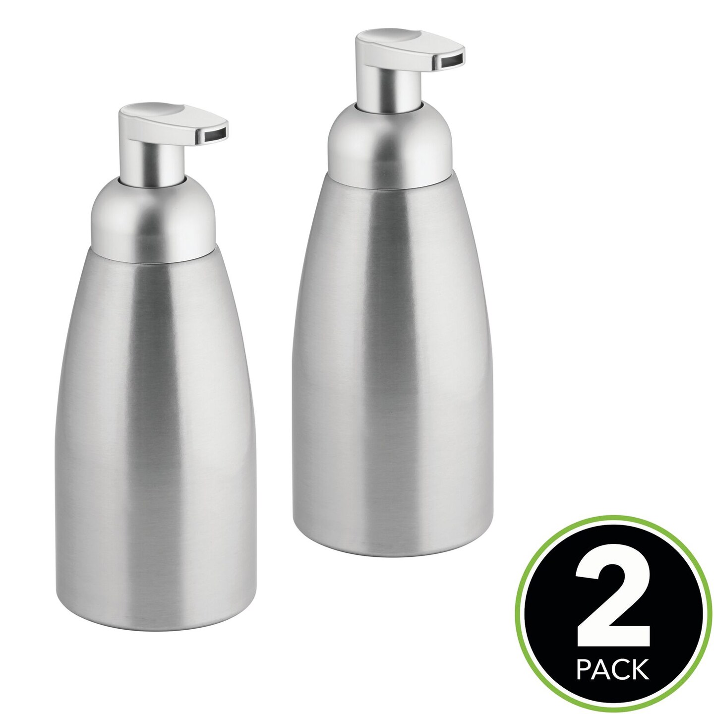 mDesign Aluminum Foaming Soap Dispenser Pump Bottle, 2 Pack Brushed/Silver Michaels