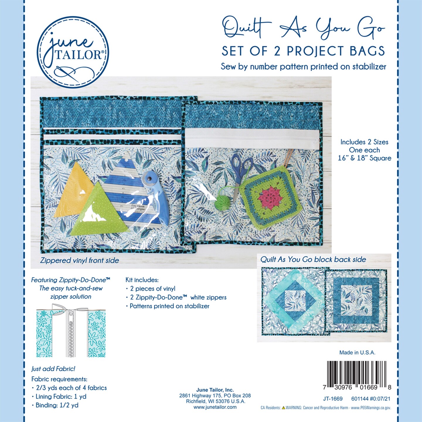 How to Make June Tailor Quilt As You Go Project Bags