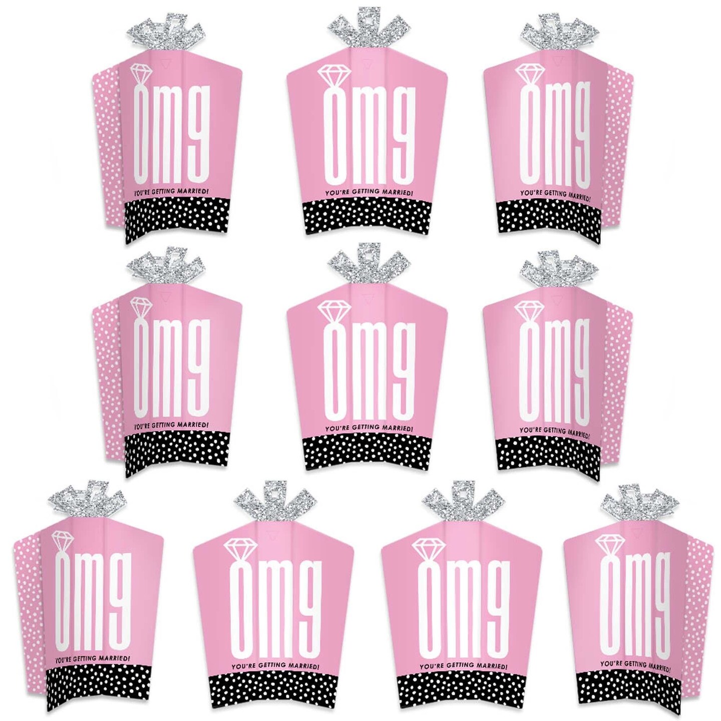 Big Dot of Happiness Omg, You&#x27;re Getting Married - Table Decorations - Engagement Party Fold and Flare Centerpieces - 10 Count
