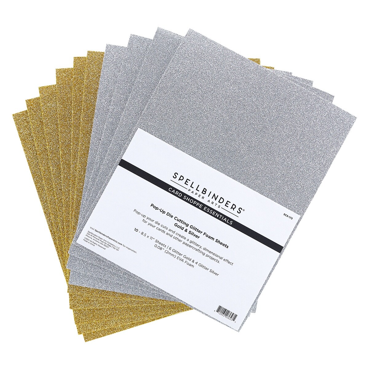 Spellbinders Glitter Foam Sheets 8.5"X11" 10/Pkg-Gold & Silver