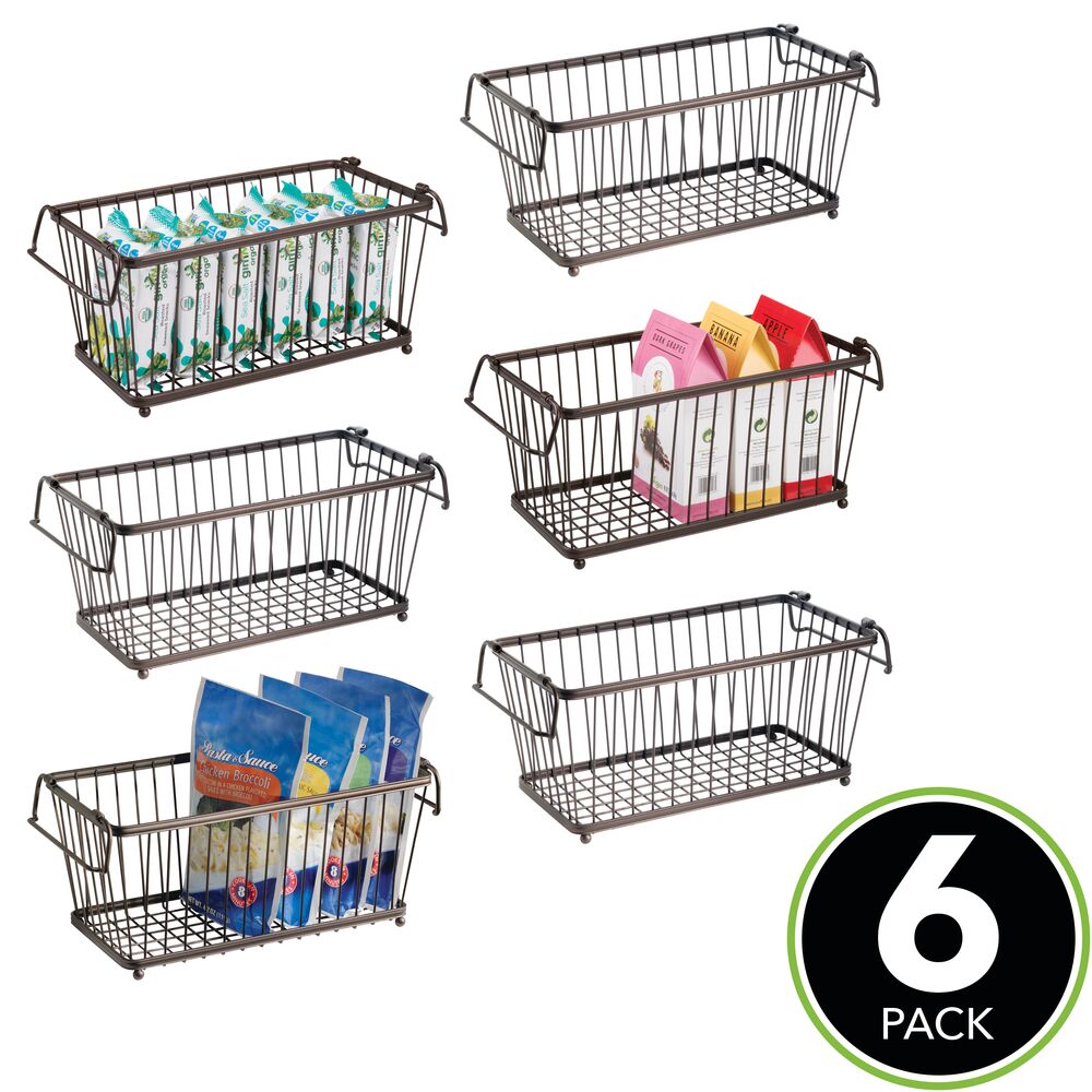 mDesign Stackable Metal Food Storage Basket with Handles, 6 Pack Michaels