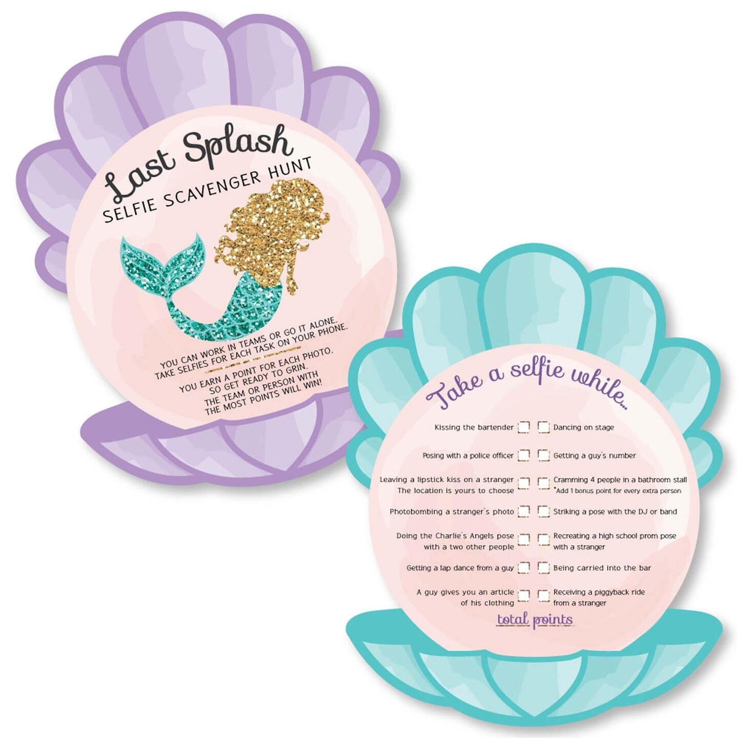 Big Dot of Happiness Trading The Tail for A Veil - Selfie Scavenger Hunt Mermaid Bachelorette Party or Bridal Shower Game - Set of 12