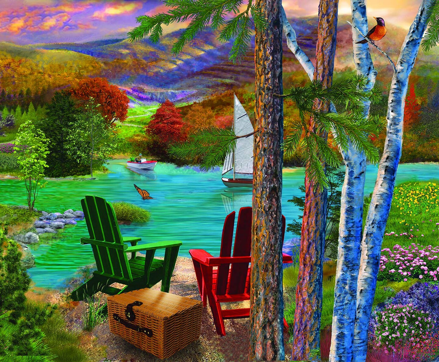 Puzzle SunsOut Lakeside View 1000 Pezzi – Panorama Lago – Made In USA – Ecologico