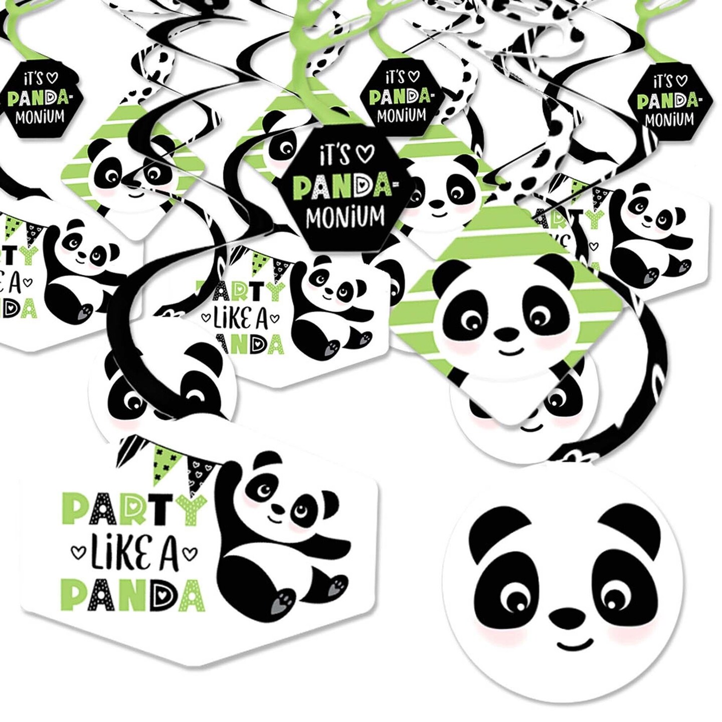 Big Dot of Happiness Party Like a Panda Bear - Baby Shower or Birthday Party Hanging Decor - Party Decoration Swirls - Set of 40