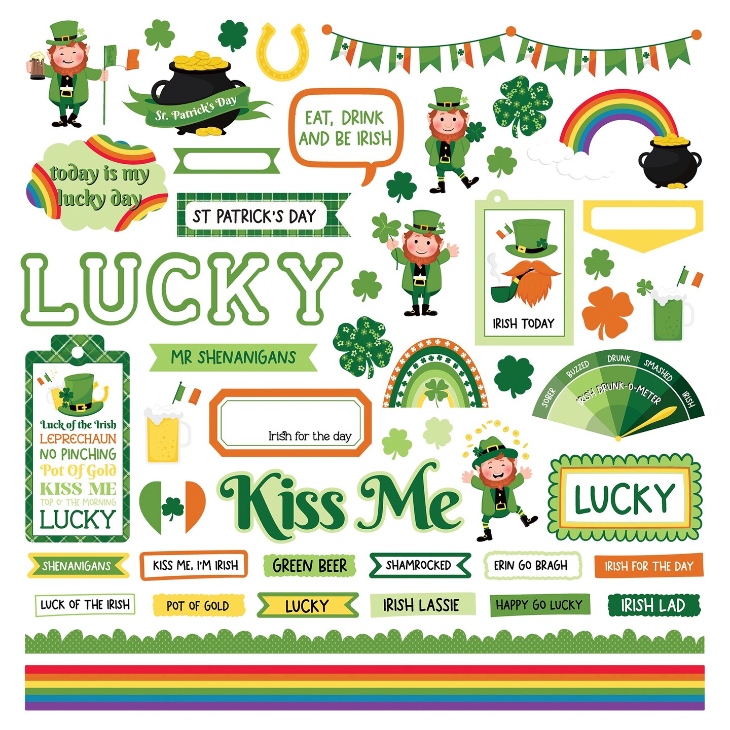 Pot Of Gold Stickers 12&#x22;X12&#x22;-Elements