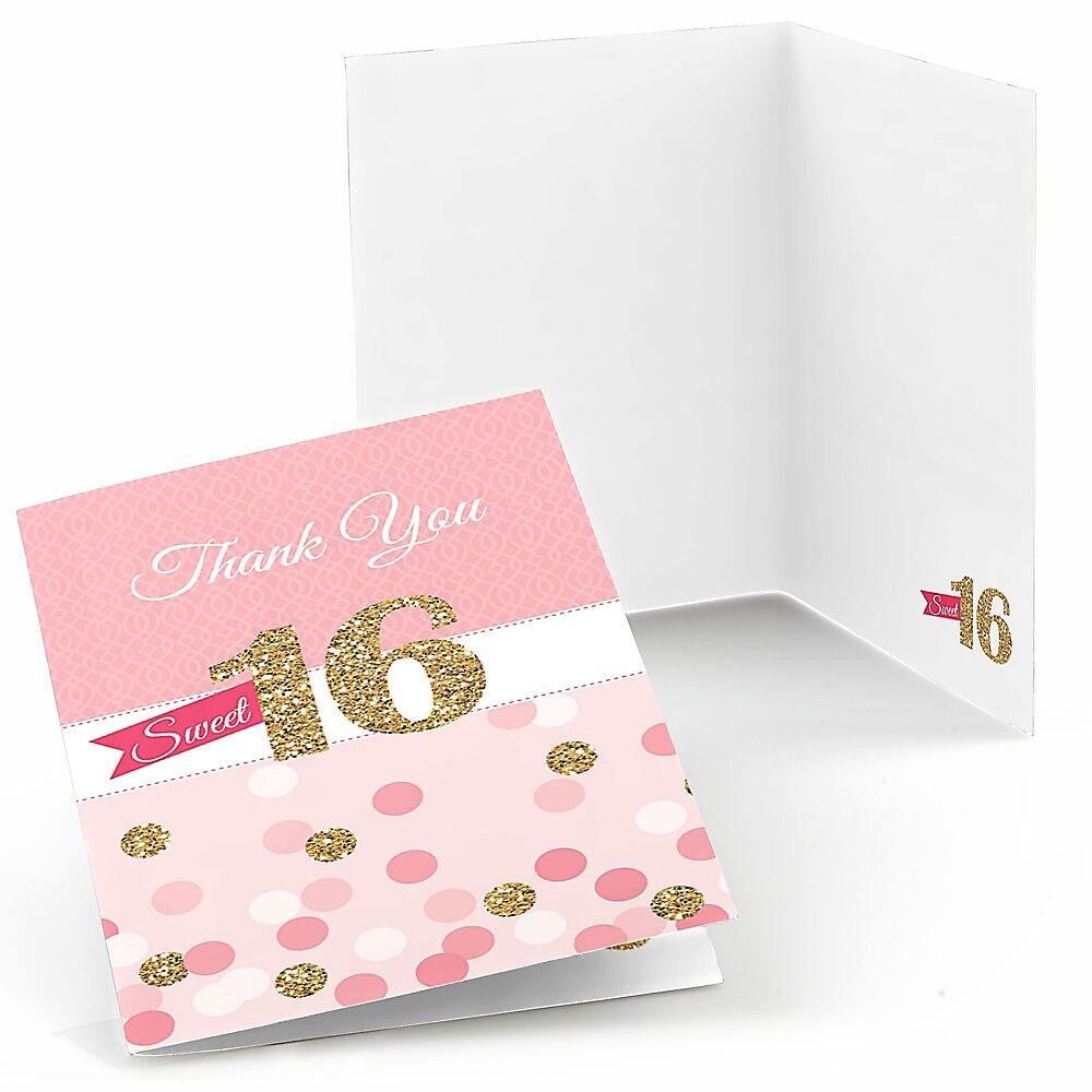 Big Dot of Happiness Sweet 16 - Birthday Party Thank You Cards (8 Count)