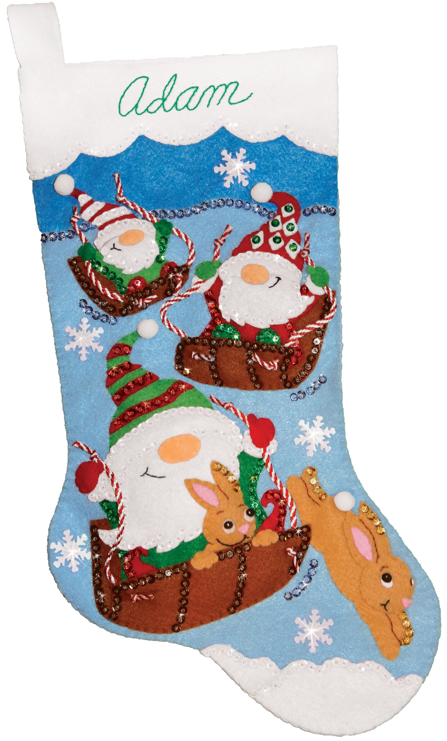 Design Works Felt Stocking Applique Kit 18" LongSledding Gnomes Michaels