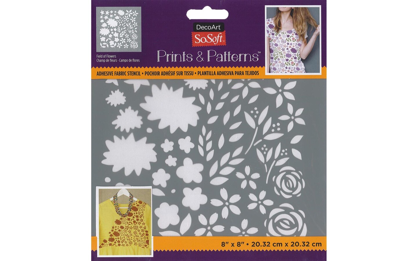 Decoart SoSoft Fabric Stencil 8x8&#x22; Fieldof Flowers