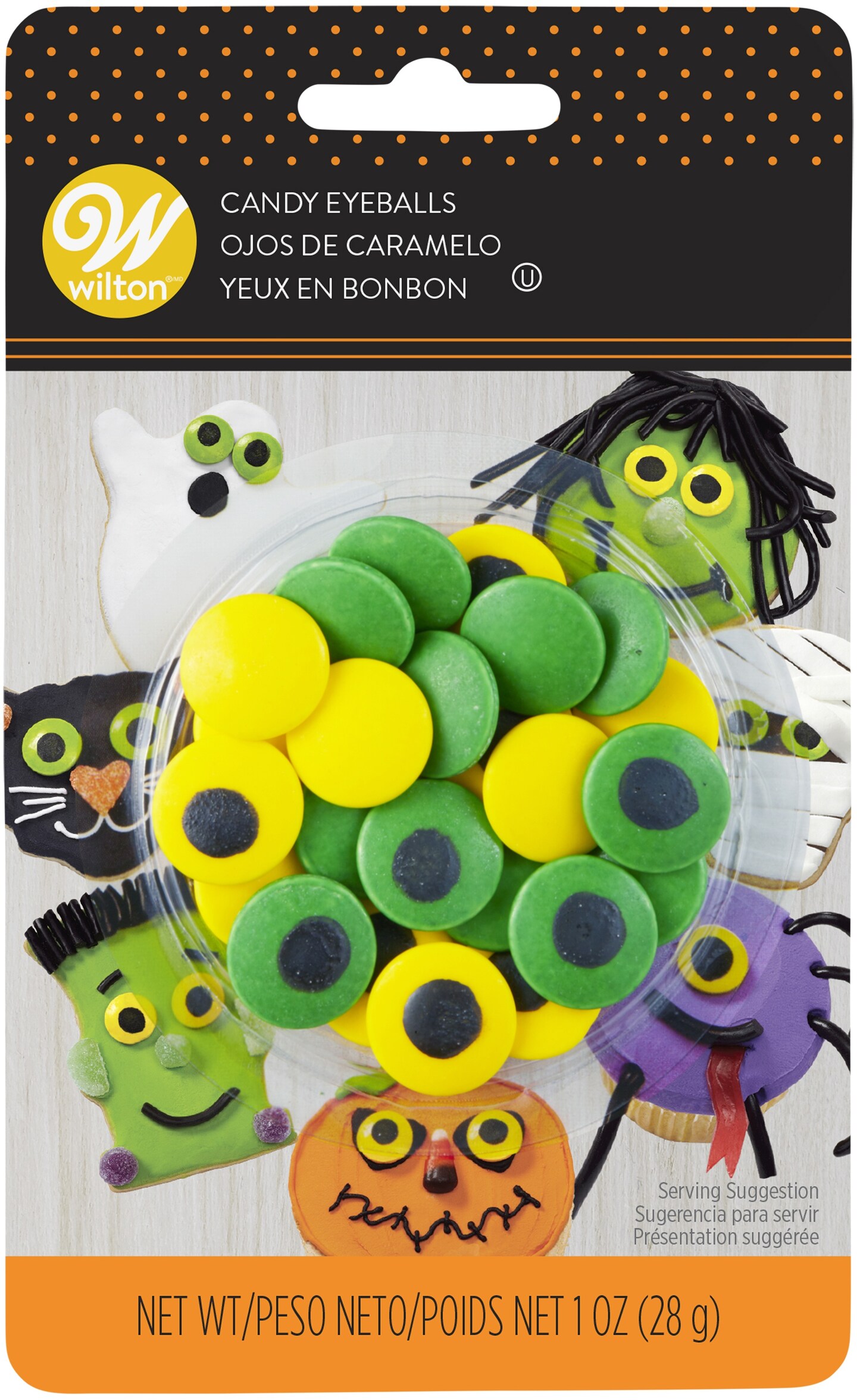 Wilton Candy Decorations 24/Pkg-Green &#x26; Yellow Eyeballs