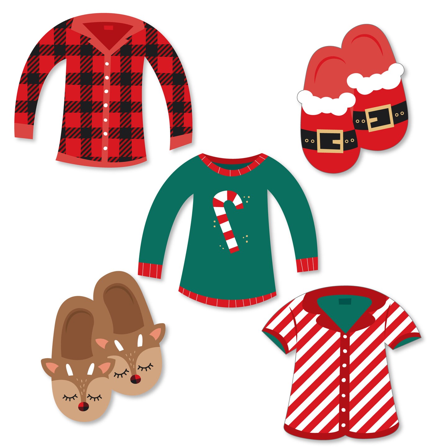 Big Dot of Happiness Christmas Pajamas - DIY Shaped Holiday Plaid PJ Party Cut-Outs - 24 Count