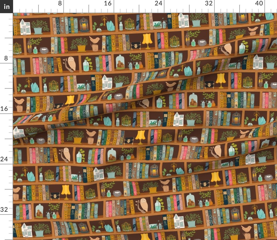 Library Home Reading Books Bookshelf Custom Printed Fabric by Spoonflower Various Fabrics by the Yard or Fat Quarter