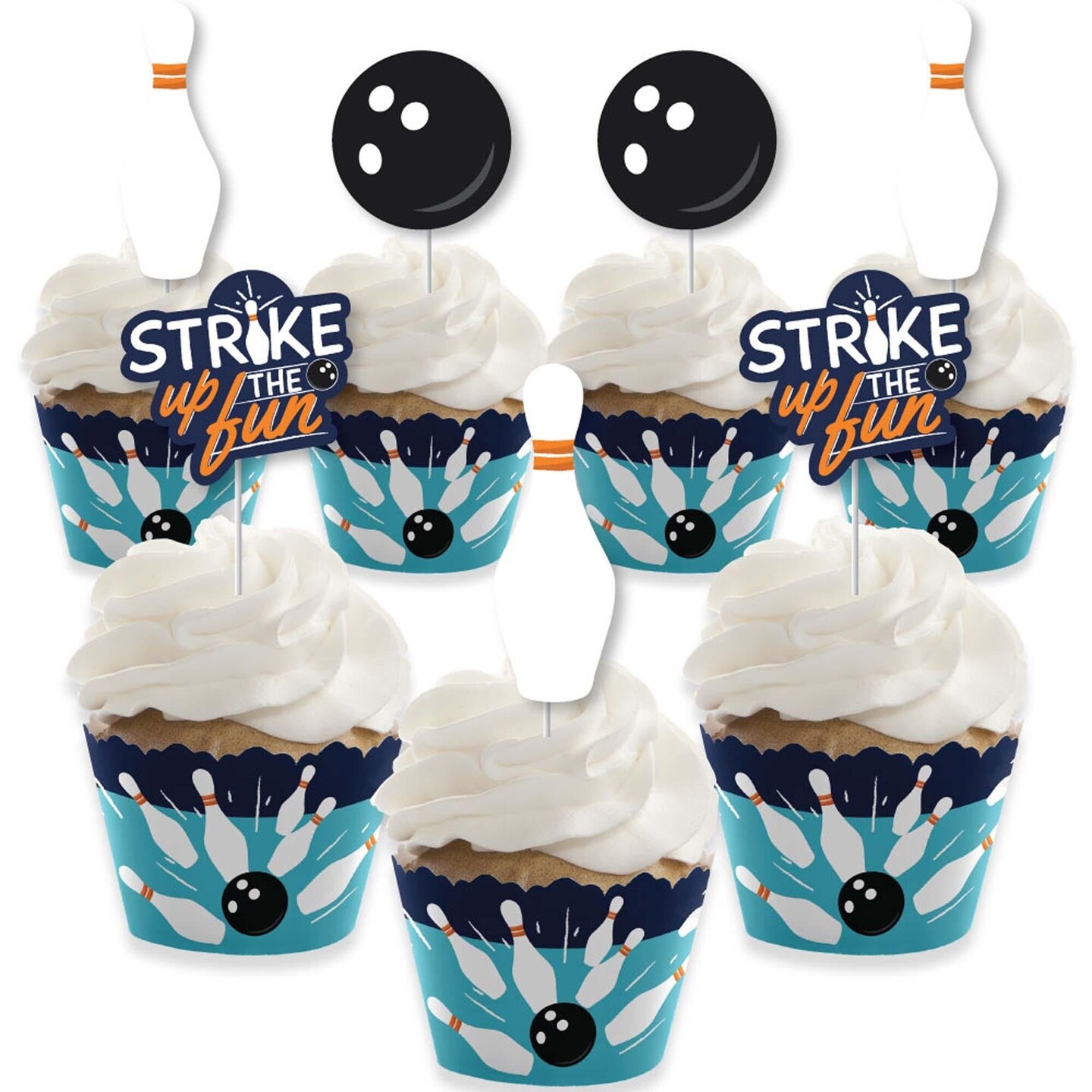 Big Dot of Happiness Strike Up the Fun Bowling Cupcake Decoration