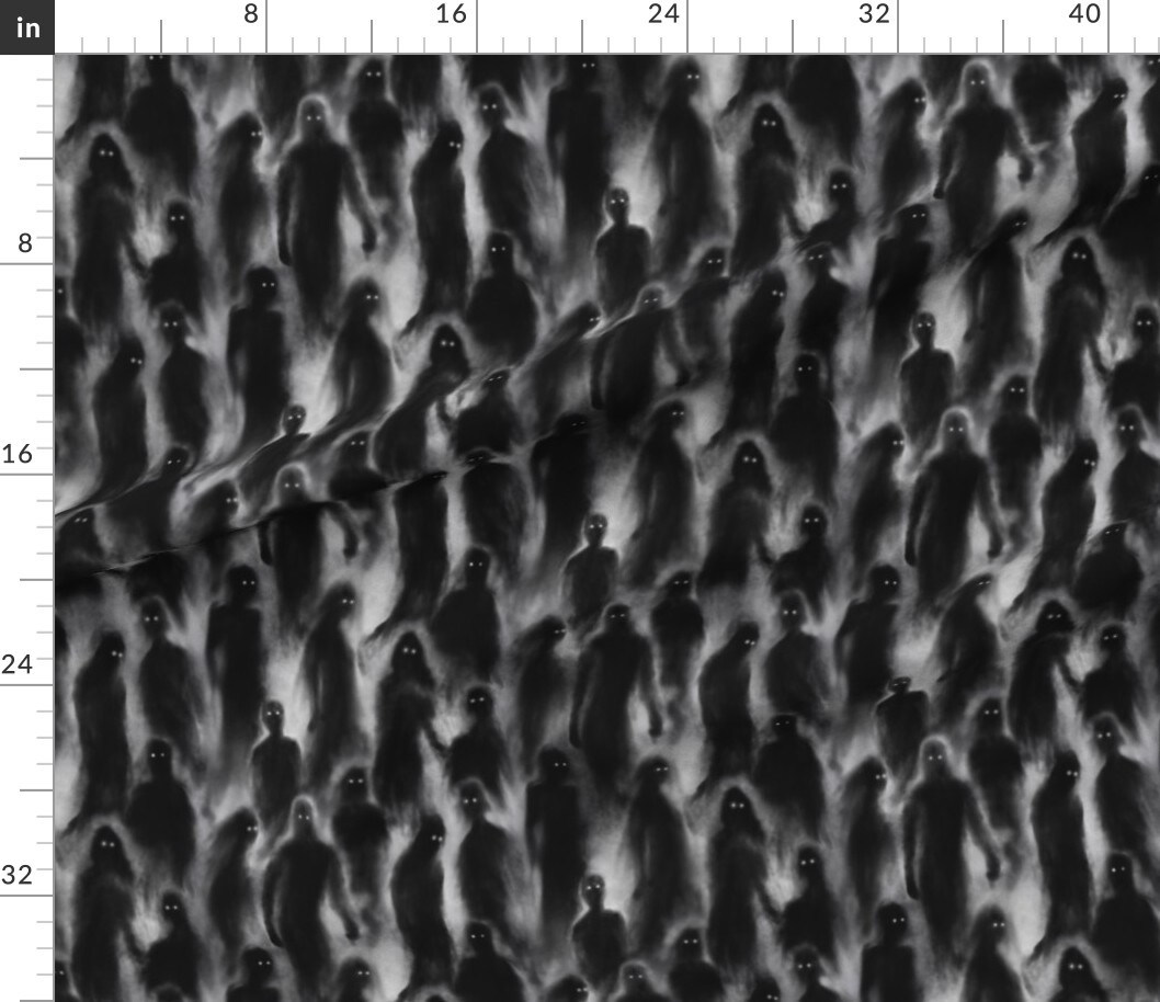Petal Signature Cotton by the Yard or Fat Quarter Haunted Shadows Ghost Phantom Creepy Horror Spirits Halloweeen Custom Printed Fabric by Spoonflower