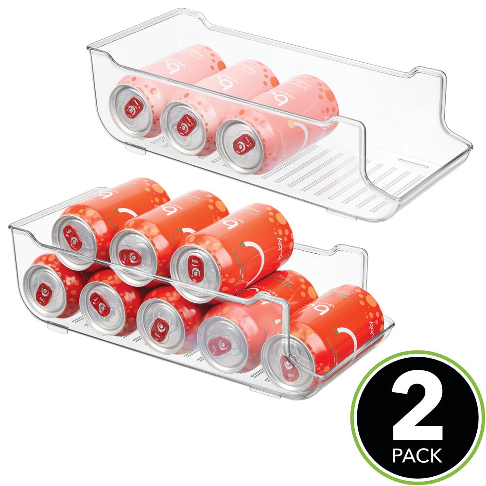 mDesign Pop/Soda Can Storage Dispenser Bin for Fridge, Pantry, 2 Pack