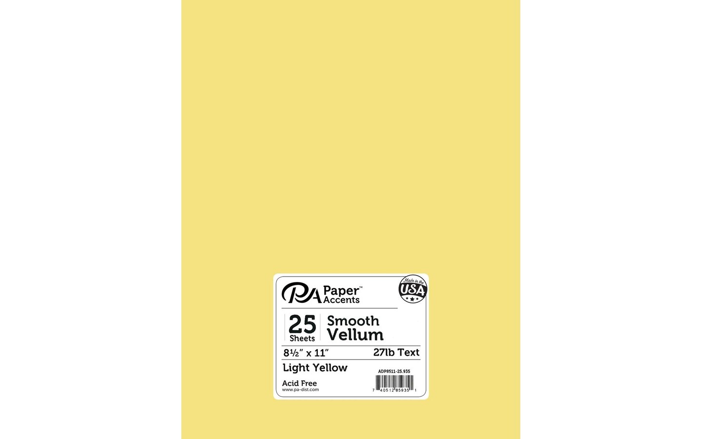 Vellum 8.5x11 27lb 25pcPk Light Yellow