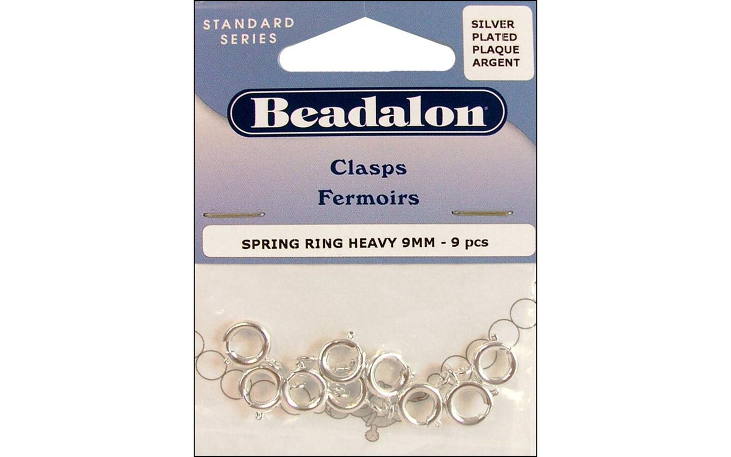 Beadalon Spring Ring 9mm Large Silver 9pc