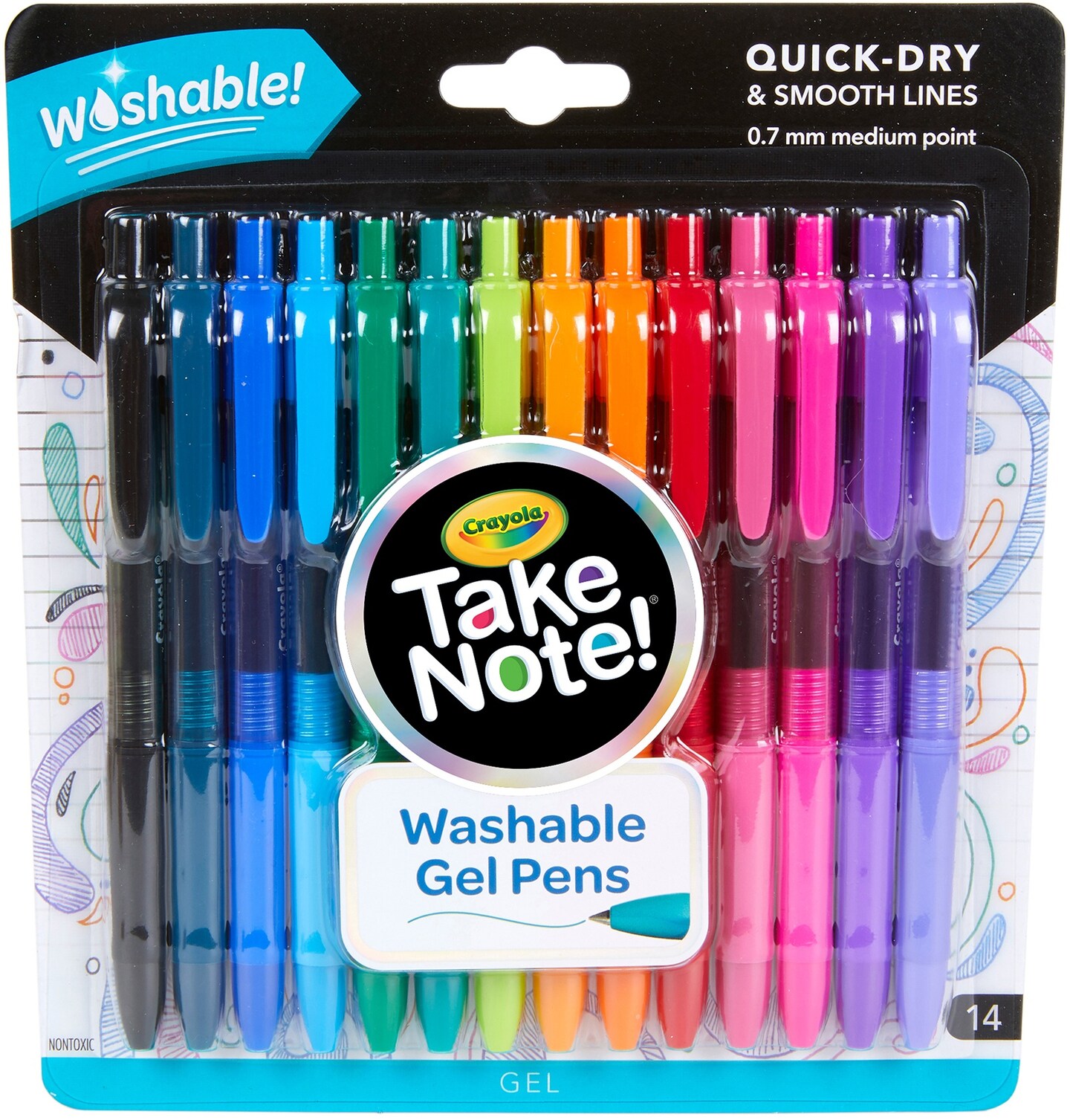 Crayola Take Note! Washable Gel Pens 14/Pkg-Assorted Colors
