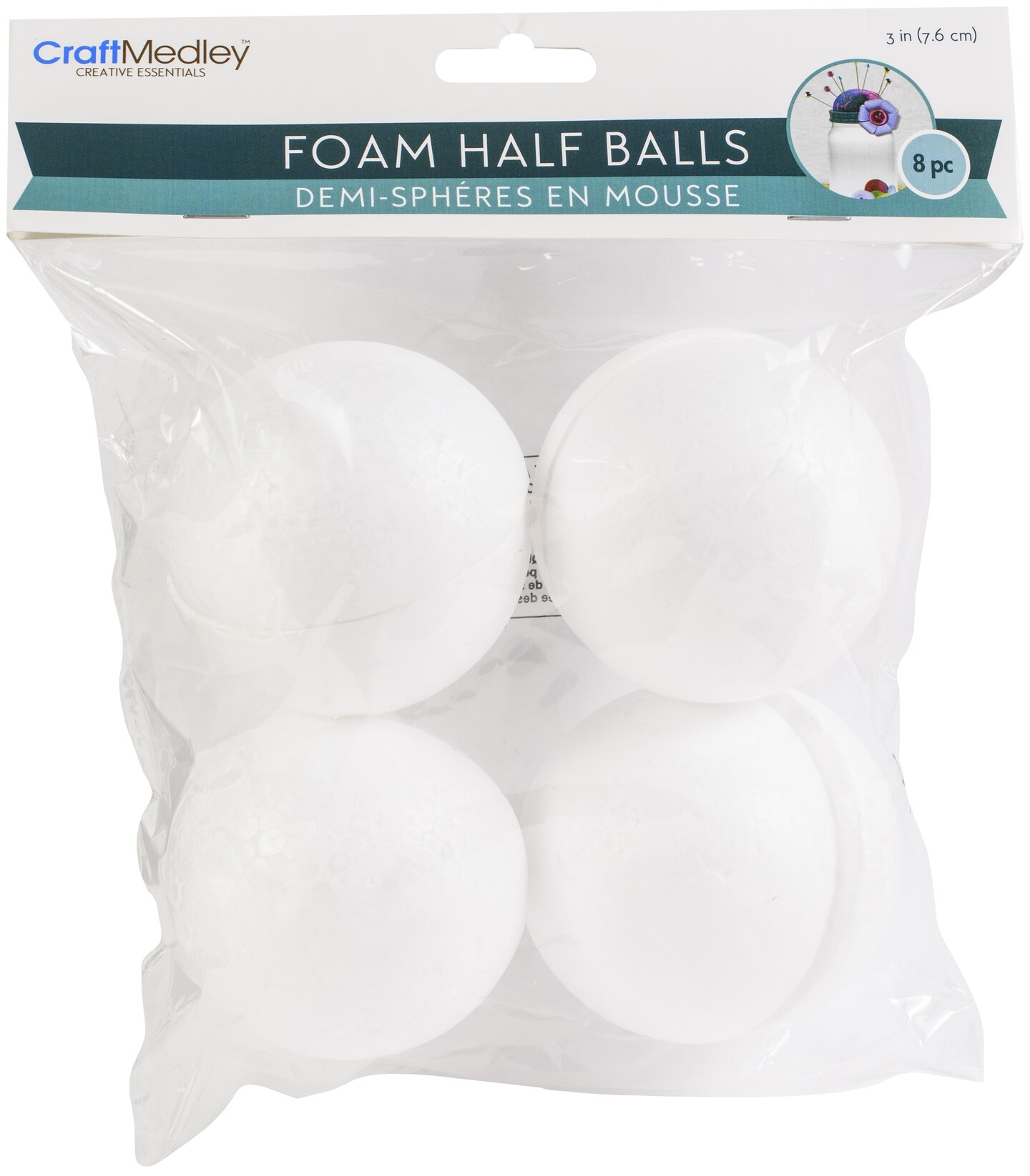 Craft Medley Foam Half Ball 3" 8/Pkg Michaels