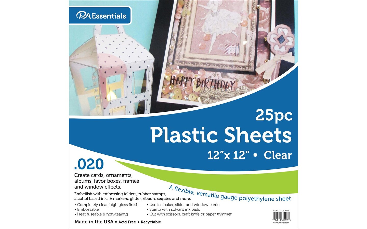 Plastic Sheet 12x12 .020&#x22; 25pcPk Clear