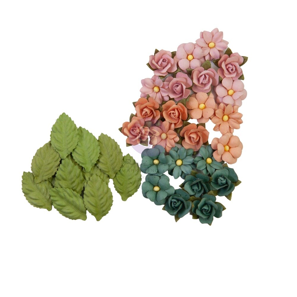 Prima Marketing Mulberry Paper Flowers-Abstract Beauty/Indigo