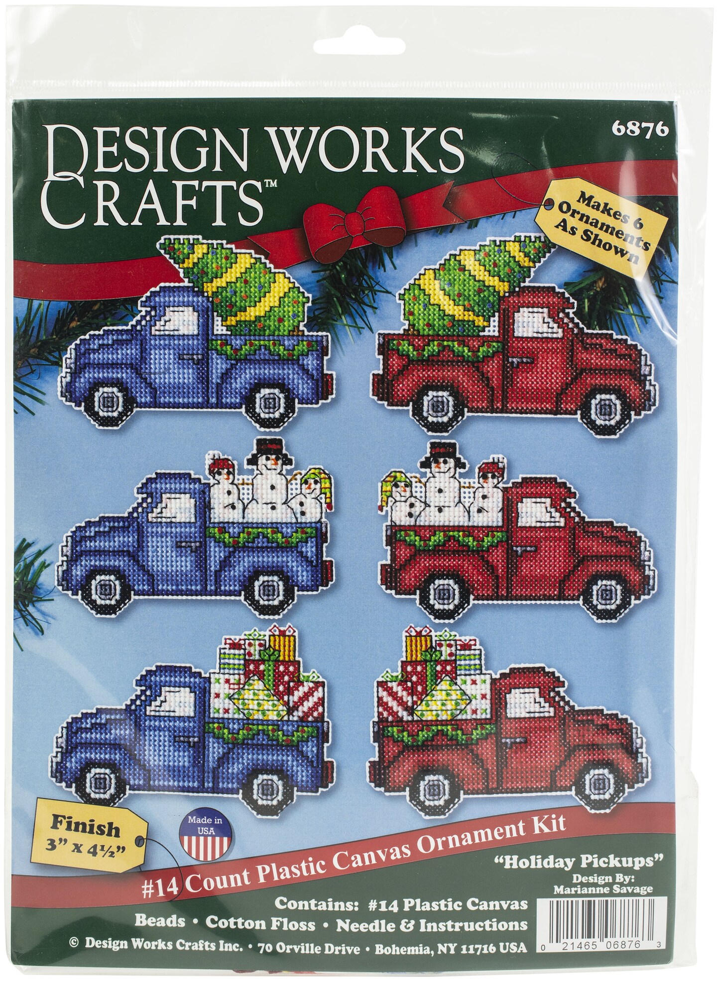 Design Works Plastic Canvas Ornament Kit 3&#x22;x4&#x22; Set of 6-Holiday Pickups