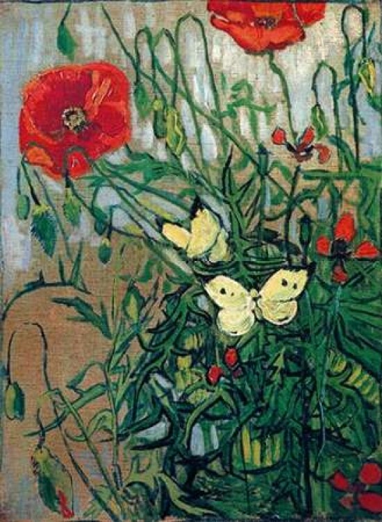 Butterflies And Poppies Poster Print by Vincent Van Gogh - Item # VARPDX374614