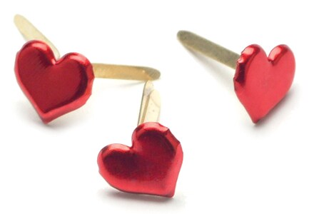 Creative Impressions Painted Metal Paper Fasteners 50/Pkg-Hearts - Metallic Red