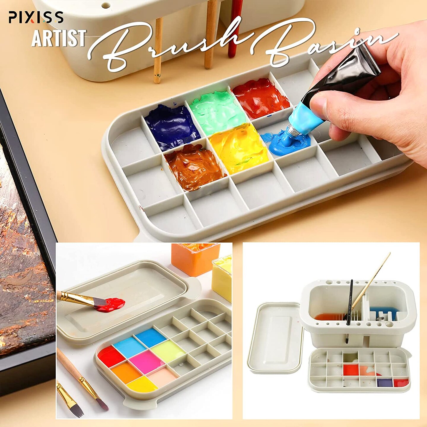 Pixiss Paint Brush Cleaner Basin Bundle