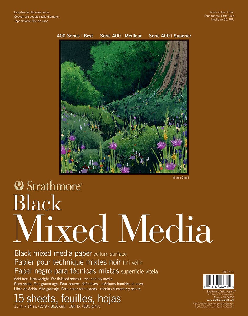 Strathmore 400 Series Mixed Media Pad - Black 11"X14"-15 Sheets