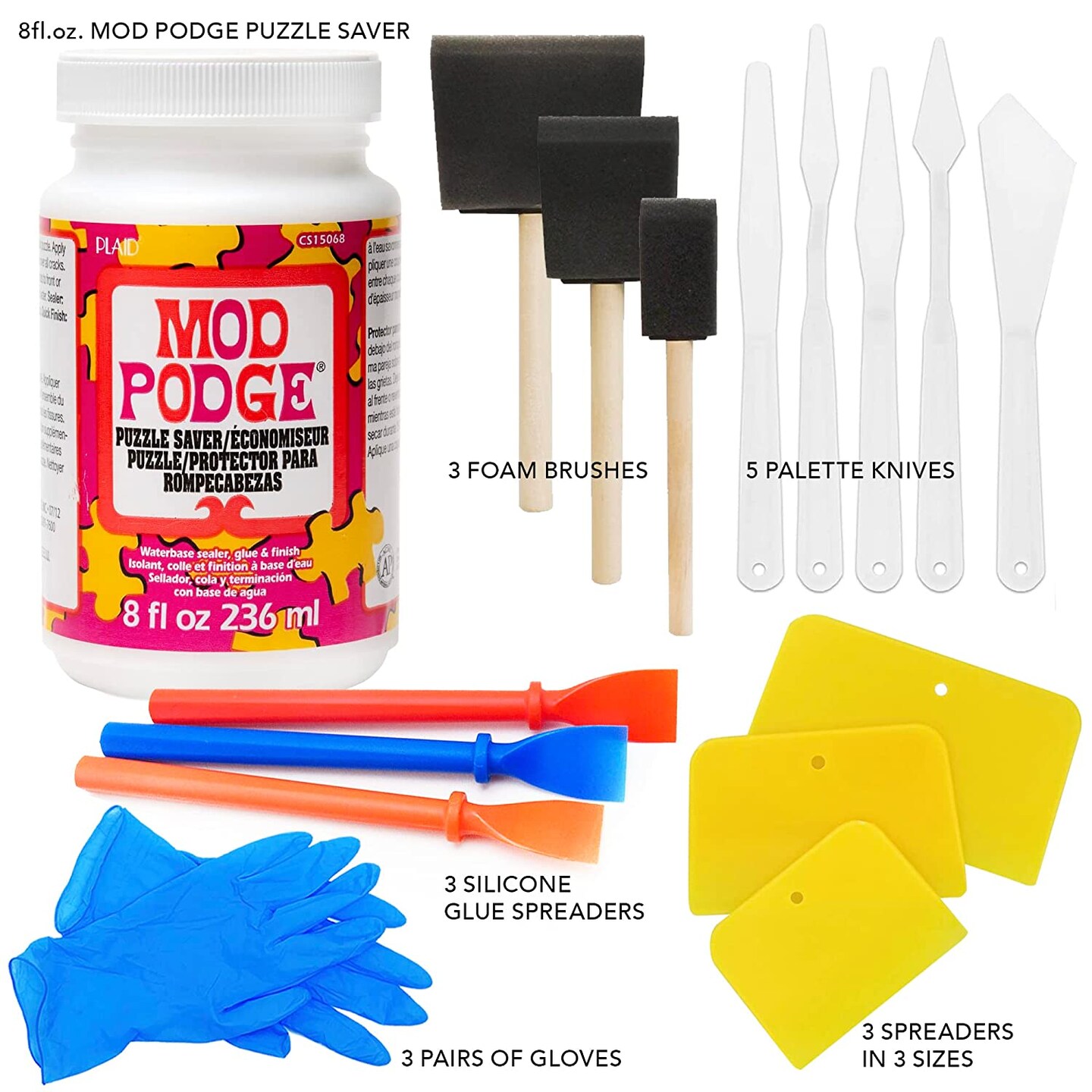 Mod Podge Puzzle Saver Glue, Pixiss Mod Podge Accessory Kit