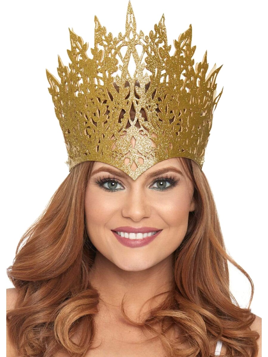 Women&#x27;s Gold Glitter Die Cut Crown With Jewel Accent Costume Accessory