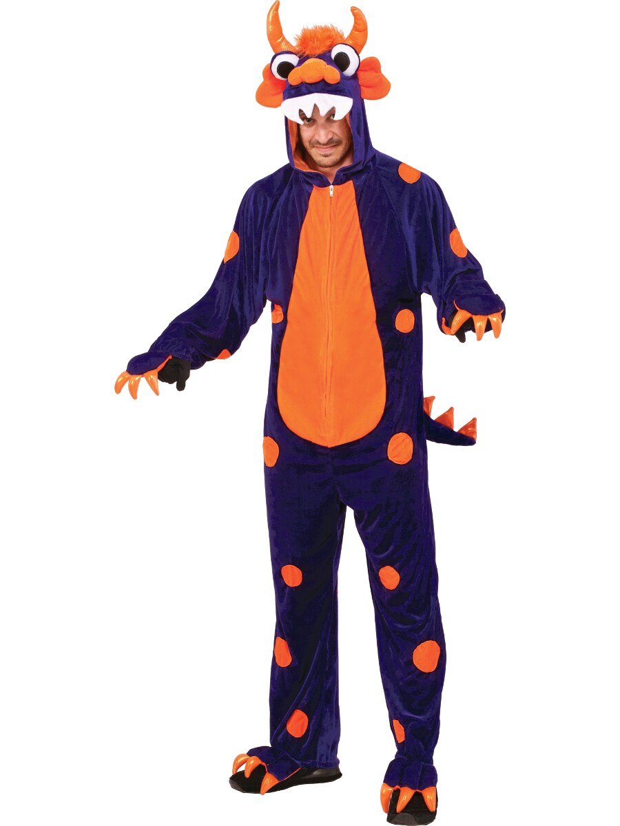 Purple Polka Dot Monster Hooded Adults Costume