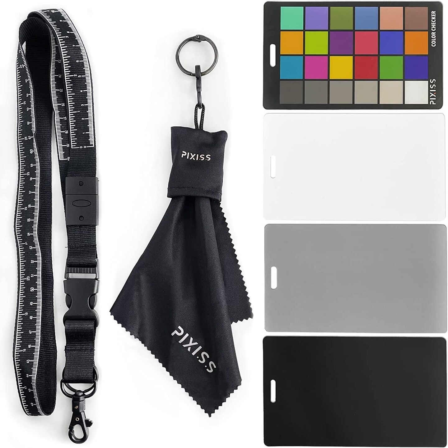 Pixiss Camera Color Correction White Balance Card, 4 In 1 Color Correction Card Set