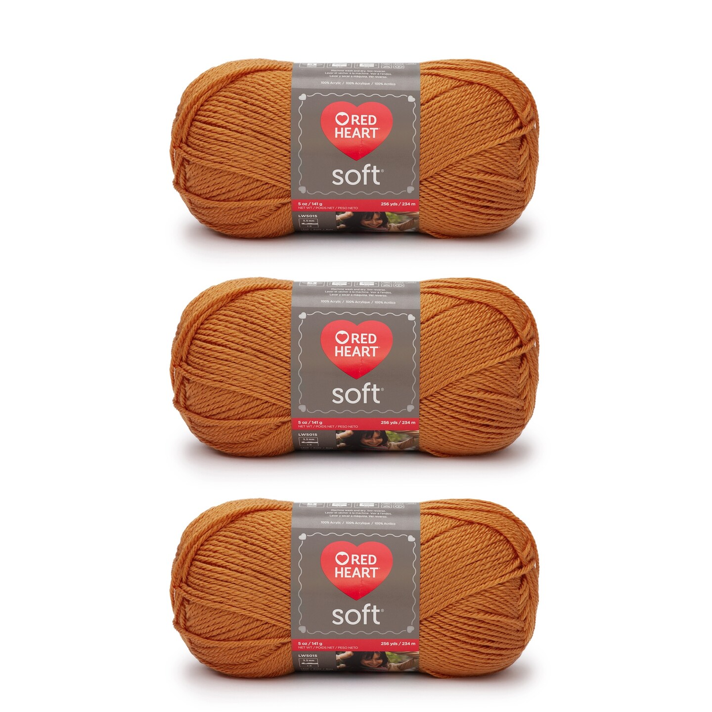 Red Heart Soft Tangerine Yarn - 3 Pack of 141g/5oz - Acrylic - 4 Medium (Worsted) - 256 Yards - Knitting/Crochet